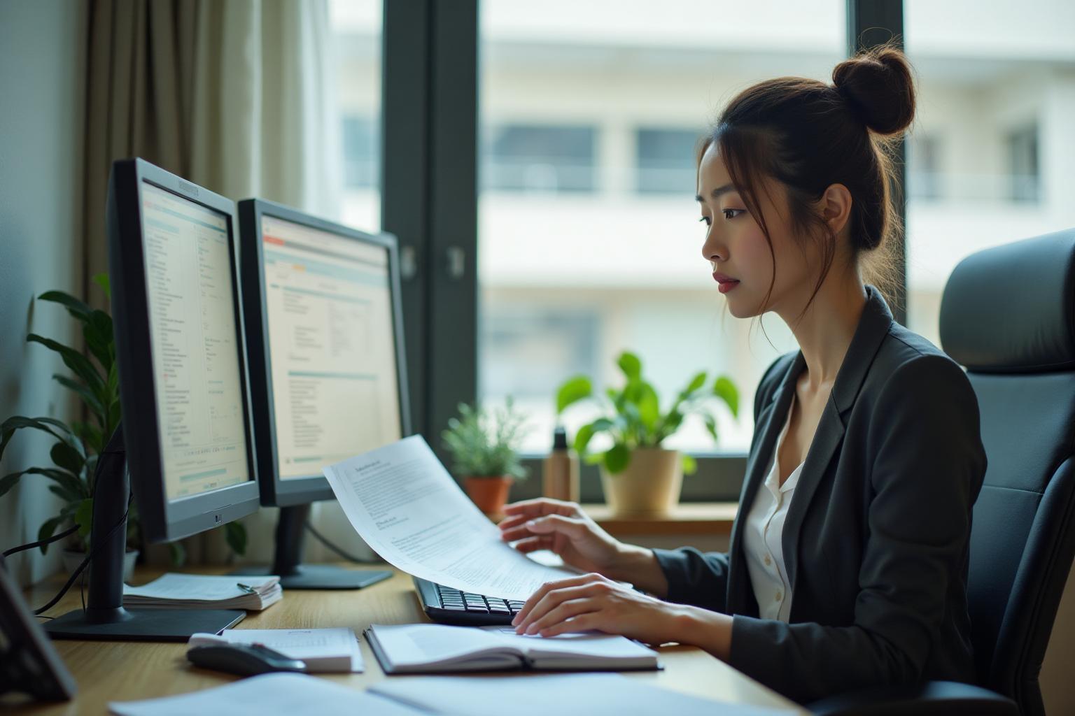 Asian family working together in their business